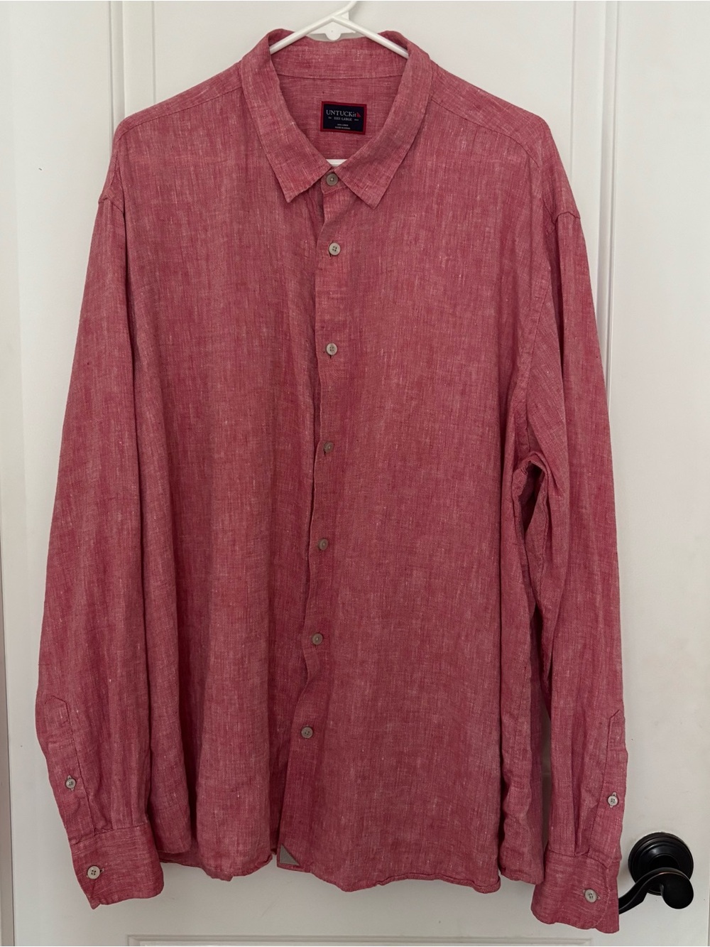 UNTUCKit 100% linen button down shirt XXXL red pink big tall casual summer